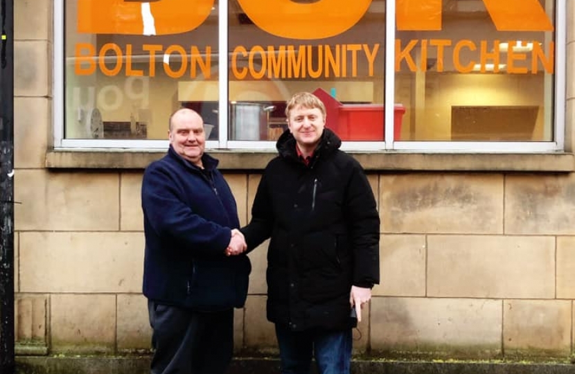 Mark Logan MP with Founder of Bolton Community Kitchen, Gareth Bradbury, in February this year.